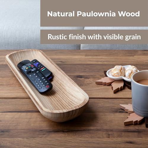 17.5” Handcrafted Wooden Dough Bowl – Artisan Paulownia Wood Centerpiece | Luxury Rustic Home Décor | Elegant Catchall Beautiful Gift