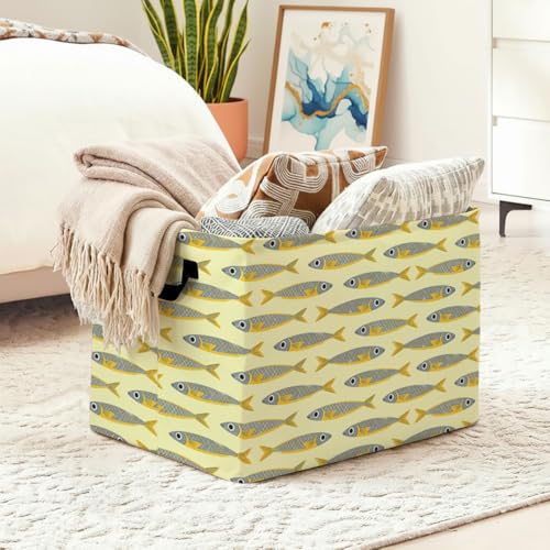 Cute Fish Laundry Hamper, 56L Large Foldable Laundry Basket with Handles, for Family Clothes, Toy Storage Bin, Blankets,Decorative Organizer for Shelves & Closet Home Decor Bedroom & Nursery - color: Cute Fish