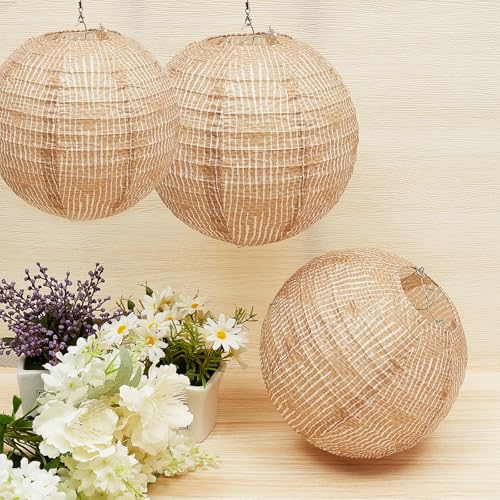 Hortsun 12 Pcs Print Burlap Paper Lanterns Classroom Decor,10/12 Inch - size: 10/12 Inch