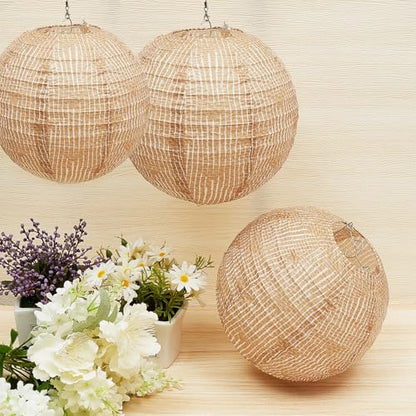 Hortsun 12 Pcs Print Burlap Paper Lanterns Classroom Decor,12 Inch - size: 12 Inch