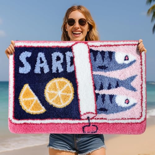 TRUEDAYS Sardine Bath Mat, Cute Bath Mat for Bathroom 20x30 Inch, Pink - color: Pink, size: 20x30 inches (Rectangular)