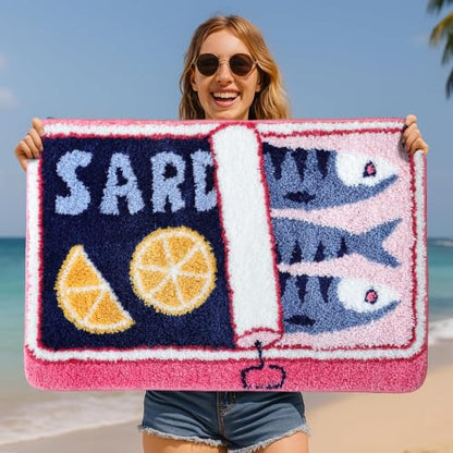 TRUEDAYS Sardine Bath Mat, Cute Bath Mat for Bathroom 20x30 Inch, Pink - color: Pink, size: 20x30 inches (Rectangular)
