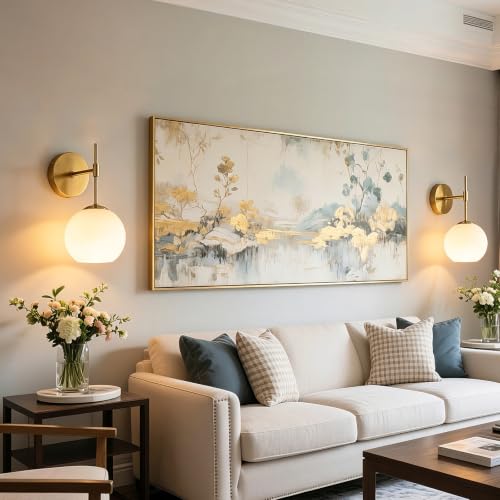 Battery Operated Wall Sconces Set of Two, Rechargeable, Gold - color: Gold