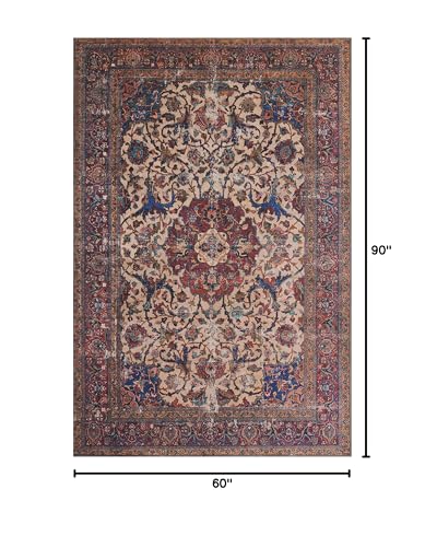 Loloi Loren Sand/Multi 5'-0" x 7'-6" Area Rug - color: Sand / Multi, size: 5' x 7'6" (Rectangular)