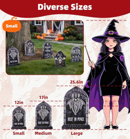 12" Halloween Tombstones Outdoor Graveyard Decorations,5-Pack - size: 12INCH