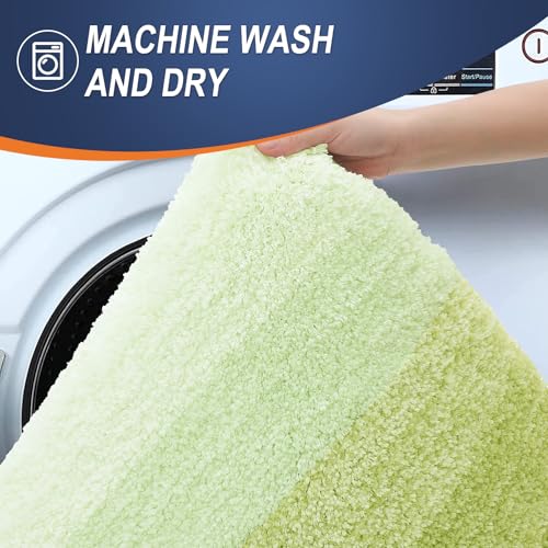 OLANLY Small Bathroom Rugs 24x16, Extra Soft Absorbent Microfiber Bath Rugs - color: Light Green, size: 24" X 16"