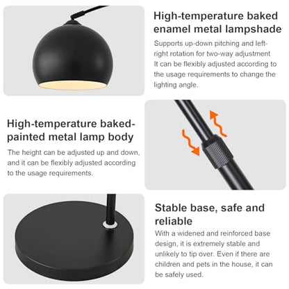 Black Minimalism Arc Floor Lamps with 12W LED Remote Dimming - color: Black Remote Dimming