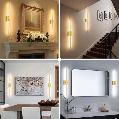 Eneru Battery Operated Wall Sconces Set of 2, Gold Wireless LED Wall Light - color: Gold, size: 2 Pack