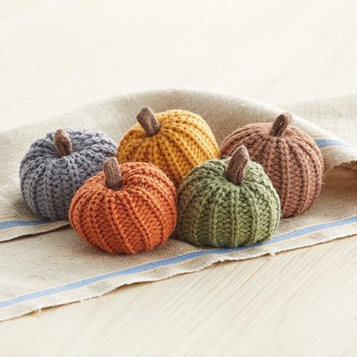 Your Heart's Content Mini Knit Pumpkins Set of 5 (Mini Earth Tone Set) - color: Mini Earth Tone Set