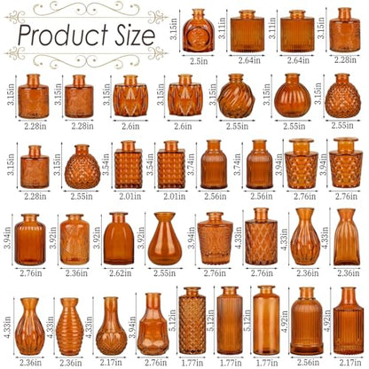 UPBUD Amber Glass Bud Vases Set of 36, Brown Small Vases for Flowers - color: Amber Brown-36pcs