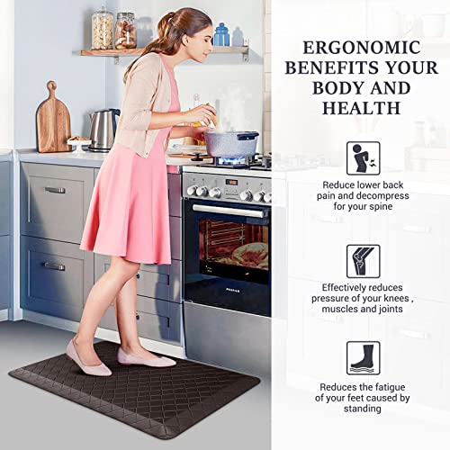 HappyTrends Kitchen Floor Mat - 4/5 Inch Thick Anti-Fatigue Kitchen Rug - color: Chocolate, size: 28"L x 17.3"W x 0.8"Th