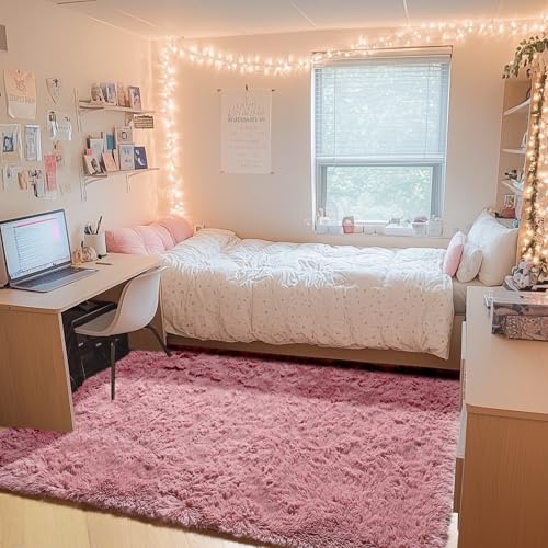 Blush Area Rugs for Bedroom Living Room, Fluffy 4x6 Girls Kids Bedside Rug - color: Blush, size: 4' x 6' (Rectangular)