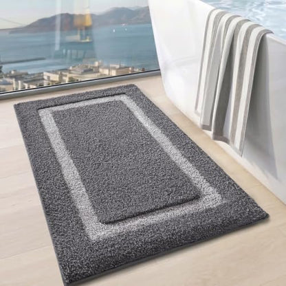 LUMI Bathroom Rug, Non Slip Absorbent Bath Mat, Dark Grey, 20"x32" - color: Dark Grey, size: 20"x32"