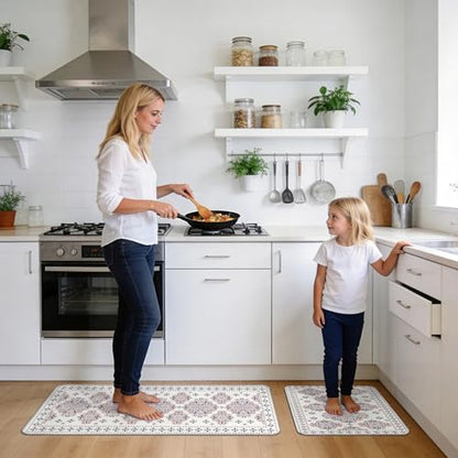 Kitchen Rugs for Floor 2 Pcs Memory Foam Padded Anti Fatigue Kitchen Mat - color: Boho