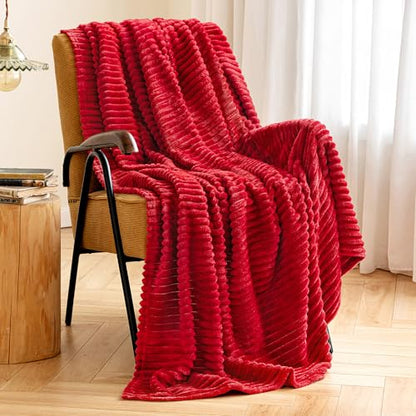 MIULEE Christmas Red Fleece Throw Blanket for Couch 50"x60" - color: Red, size: 50"x60"