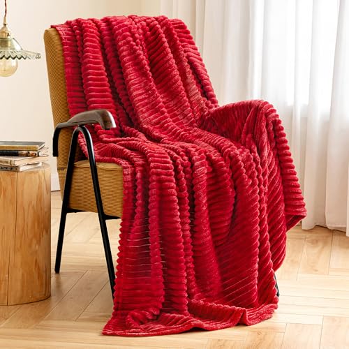 MIULEE Christmas Red Fleece Throw Blanket for Couch 60"x80" - color: Red, size: 60"x80"