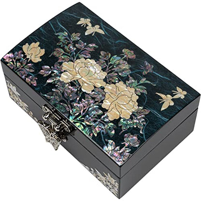 February Mountain Mother of Pearl Small Jewelry Box - Birthday gifts for women Gifts for friends female Gift ideas Mother's day Graduation Christmas Retirement Anniversary - color: Dark Turquoise
