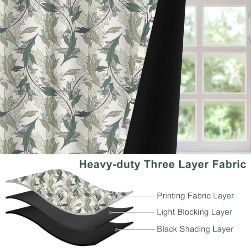 Modern Botanical Leaf Blackout Curtains 2 Panel Set, 52x84 Inch - color: Botanical-d