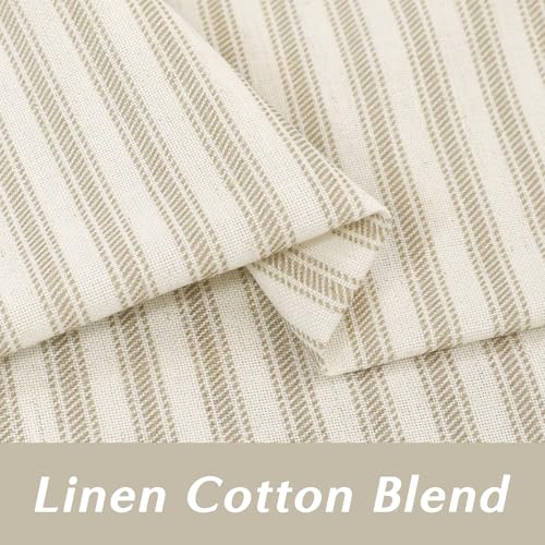 Lino Rosa 12 Inch Curtains Length,Cafe Striped Linen Farmhouse Sheer Small Window Curtains for Kitchen Bathroom,24 x 12 Inch Long 2 Panels Set - color: Tan, size: 24"W x 12"L (Pack of 2)