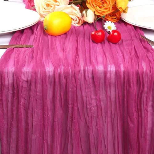 6 Pack Hot Pink Cheesecloth Table Runner 35 x 120 Inch - color: Hot Pink, size: 6 Pcs - 10 Ft