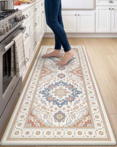 DEXI Kitchen Floor Mats Cushioned Anti Fatigue Runner Rug, 24x59 Beige - color: Light Beige, size: 59"L x 24"W x 0.4"Th