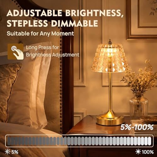 Flower Battery Operated Rechargeable Lamp Cordless, Rhombic, Amber - color: Amber-Rhombic