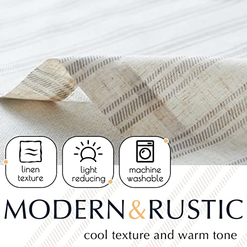 jinchan Striped Linen Valance 18 Inch Farmhouse 1 Panel Grey on Beige - color: Striped Grey on Beige, size: 50"W x 18"L (Pack of 1)