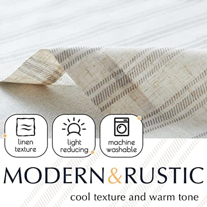 jinchan Striped Linen Valance 18 Inch Farmhouse 1 Panel Grey on Beige - color: Striped Grey on Beige, size: 50"W x 18"L (Pack of 1)