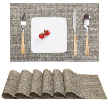 Myir JUN Placemats Set of 6 Kitchen and Dining Table Placemats - color: Caramel, size: Set of 6