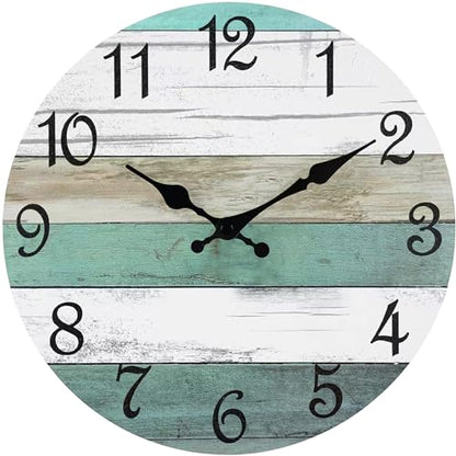 CHYLIN Wall Clock 8" Silent Non-Ticking Battery Operated Rustic - color: D-brown Teal White, size: 8 inch