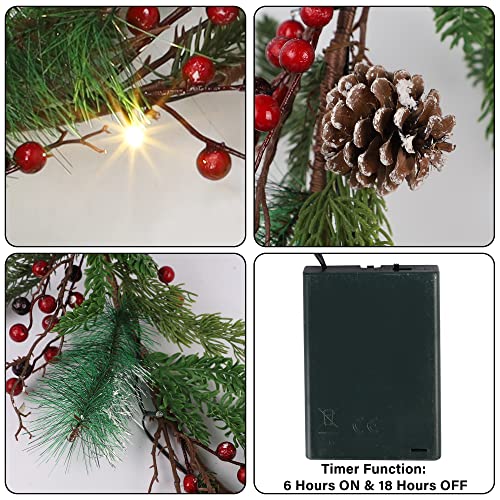 winemana 6 FT Pre-lit Artificial Christmas Garland with Lights for Mantle
