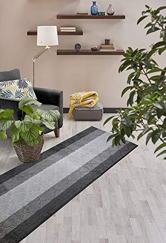 3 Ft Grey Entryway Kitchen Bath Rug Mat, Non Slip Washable, Soft - color: Anthracite Trellis, size: 2'2" x 3' (Rectangular)