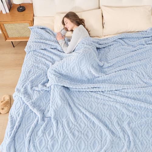 The Seacliff Blanket 50x60 Throw, Tidewater Blue – Lightweight Soft Fleece Throw Blanket for Couch, Breathable All Season, Coastal Wave Texture - color: Tidewater Blue, size: Throw 50x60