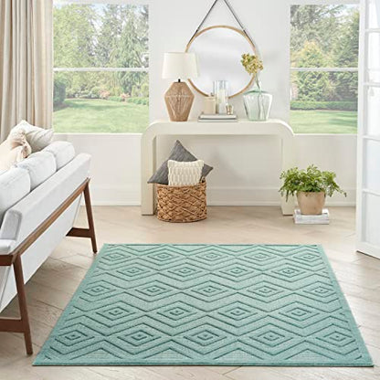 Nourison Home Versatile Aqua Teal 4' x 6' Area Rug - Easy Clean, Non Shedding, Bed Room, Living Room, Dining Room, Kitchen (4' x 6') - color: Aqua Teal, size: 4' x 6' (Rectangular)