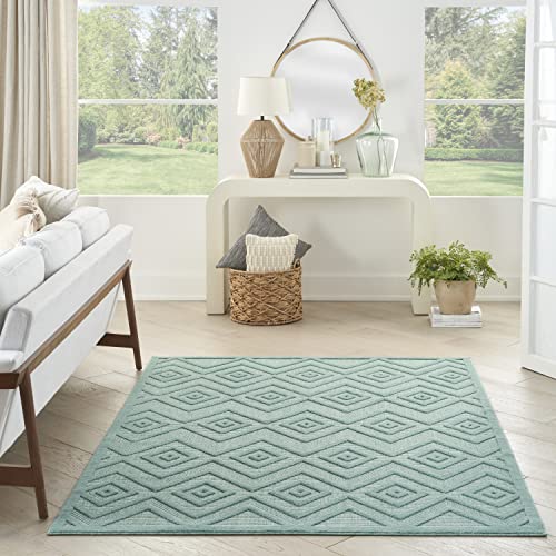 Nourison Home Versatile Aqua Teal 5' x 7' Area Rug - Easy Clean, Non Shedding, Bed Room, Living Room, Dining Room, Kitchen (5' x 7') - color: Aqua Teal, size: 5' x 7' (Rectangular)