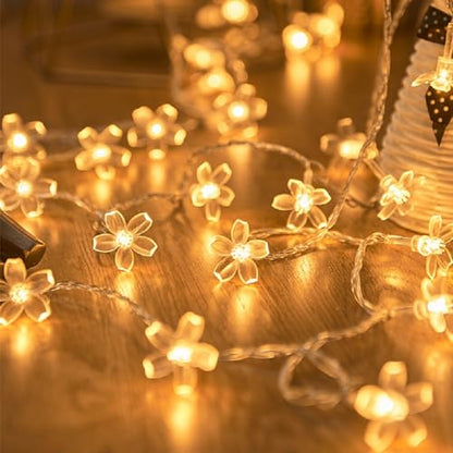 Flower String Lights, WFGGEH 20ft 40 LED USB Powered Cherry Blossom Fairy String Lights for Party Birthday Wedding Christmas Home Decoration