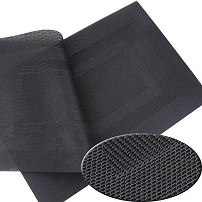 PIGCHCY Placemats,Washable Vinyl Woven Table Mats,Elegant Durable Placemats for Dining Table Set of 4 (18 x 12 inches, Pure Black) - color: Box: Black Pure, size: 4 Placemats