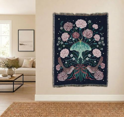 Pure Country Weavers Carnation January Flower Blanket by Episodic Drawing- Fantasy Gift Tapestry Throw Woven from Cotton - Made in The USA (72x54) - color: Carnation January Flower, size: 72x54