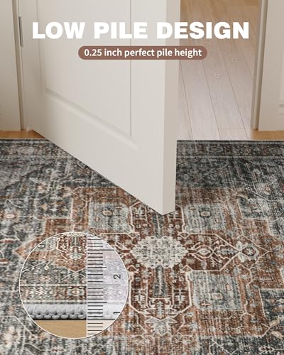 Roxstand 2x6 Washable Runner Rug, Non Slip Hallway Rugs Grey/Brown/Tan - color: Grey/Brown/Tan, size: 2'x6'(Runner)