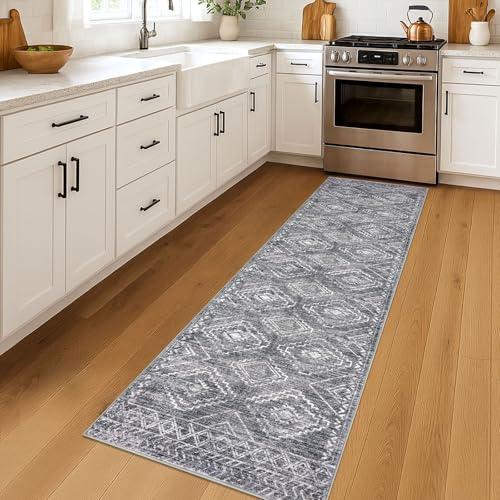 KILOCOCO Washable Runner Rug 2x7 ft Non-Slip Hallway Runners, Grey - color: Grey, size: 2' x 7' (Runner)