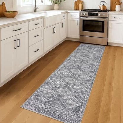 KILOCOCO Washable Runner Rug 2x7 ft Non-Slip Hallway Runners, Grey - color: Grey, size: 2' x 7' (Runner)
