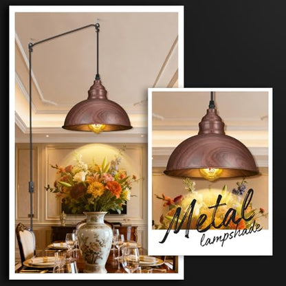Plug in Pendant Light, 15FT Hanging Lights, On/Off Switch - color: Brown