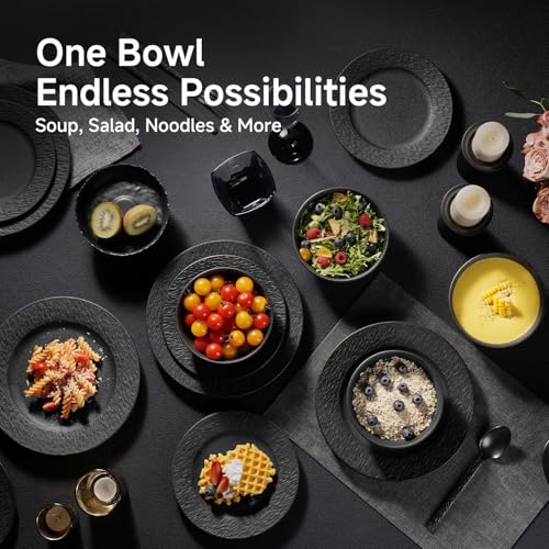 KINGSTONE Bowl Set of 4, 20.4 oz Matte Marble Pattern Stoneware Soup Bowls - size: 4 Pieces