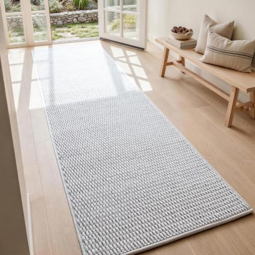 Sunfly 2x7 Runner Rug with Non Slip Rubber Backing Light Grey - color: Light Grey, size: 2' x 7' (Rectangular)