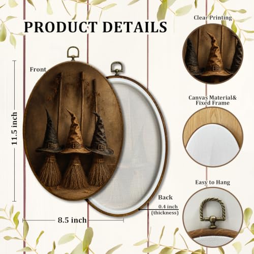 JQF Dark Academia Witchy Halloween Oval Wall Decor Framed 447XW-YGH-witch - color: witch-1