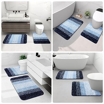 Arotive Microfiber Bathroom Rugs, Shaggy Soft Absorbent Bath Rug, 47x20 - color: Blue, size: 47" X 20"