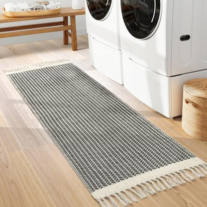 Lahome Boho Bathroom Runner Rug, 2x6 Washable Rugs for Kitchen Hallway - color: Grey, size: 2' x 6' (Runner)
