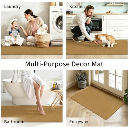 SHACOS Non Slip Kitchen Sink Rug, 17x30 Inch, Mustard - color: Mustard, size: 17x30"