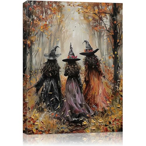 AbcCustomize Halloween Canvas Wall Art,Vintage Three Witches Poster - color: Three Witches, size: 8"L x 10"W