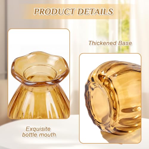 20 Pieces 3.5 Inch Glass Bud Vase Mini, Amber - color: Amber